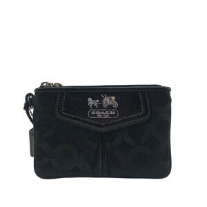 Coach Black Sateen & Leather Signature Wristlet